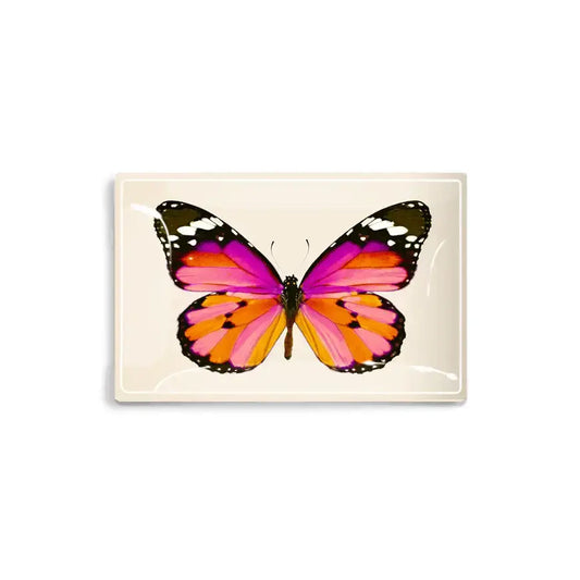 glass tray - decoupage - pink sardinia butterfly by ben's garden