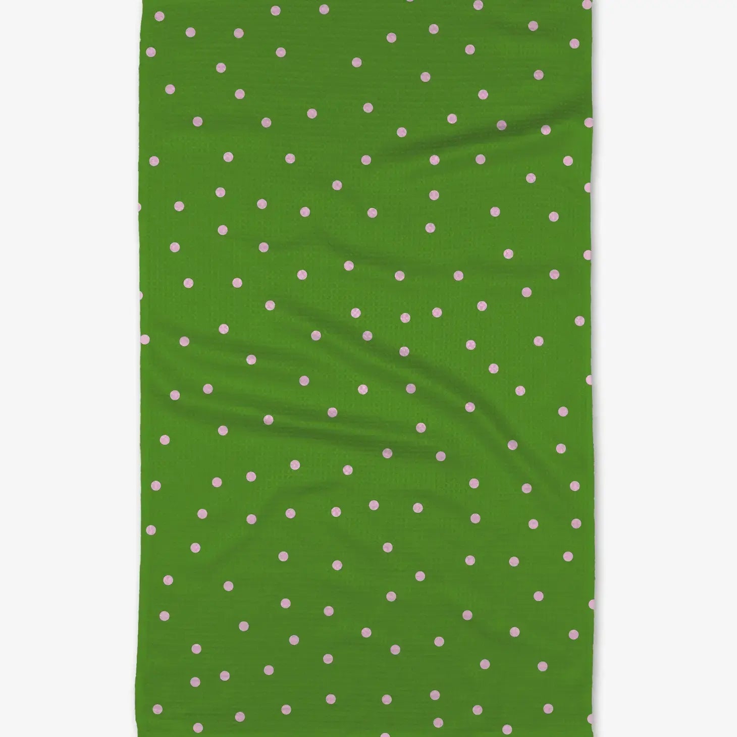 microfiber tea towel - pink dots on green by geometry house