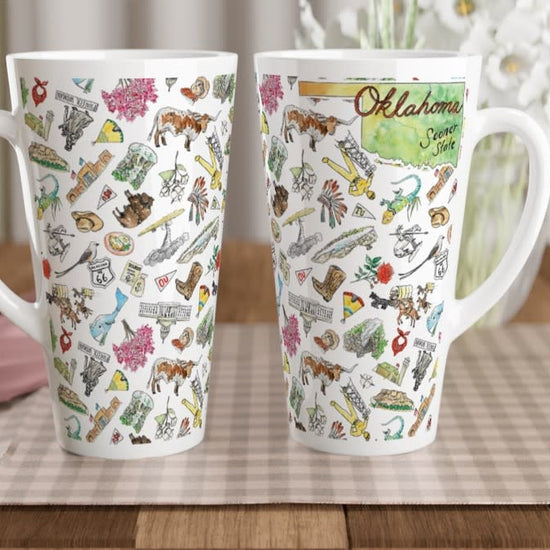 mug - tall latte - oklahoma watercolor - 17oz by wet-it!