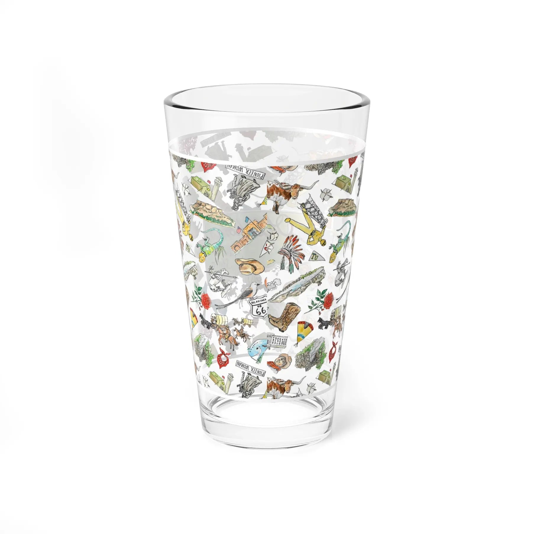 pint glass - oklahoma watercolor - 16oz by wet-it!