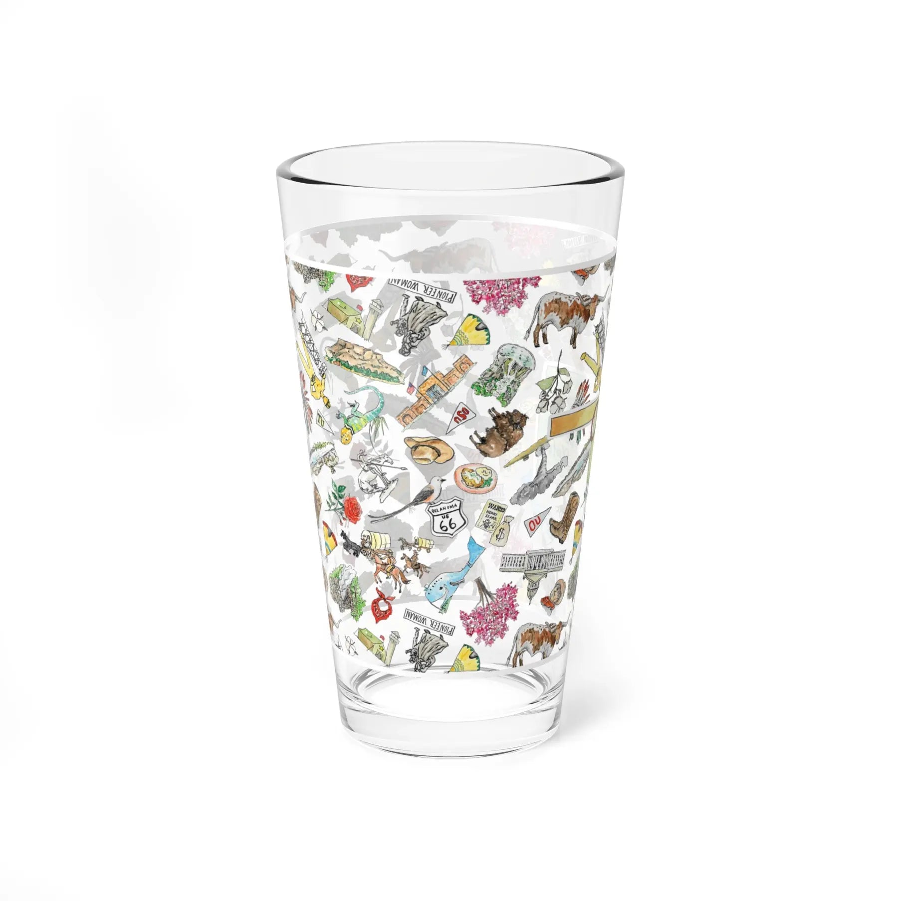 pint glass - oklahoma watercolor - 16oz by wet-it!
