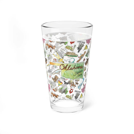 pint glass - oklahoma watercolor - 16oz by wet-it!