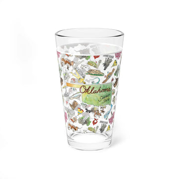 pint glass - oklahoma watercolor - 16oz by wet-it!