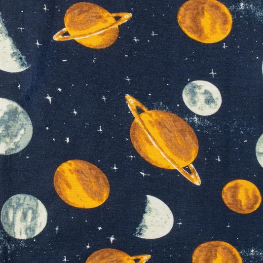 blanket - mini lovey - bamboo muslin - planets by milkbarn