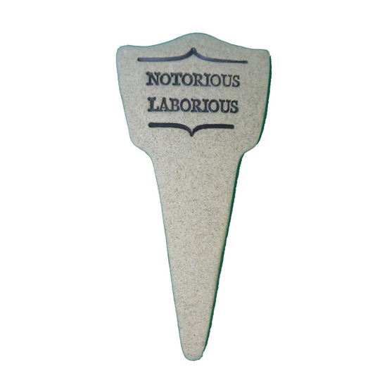 plant marker - "comic latin" - notorious laborious by amaranth stoneware