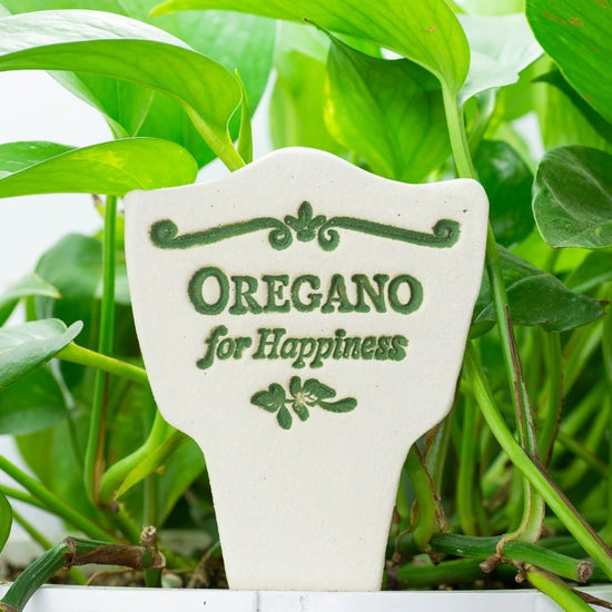 plant marker - "lore" - oregano for happiness by amaranth stoneware