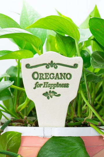 plant marker - "lore" - oregano for happiness by amaranth stoneware