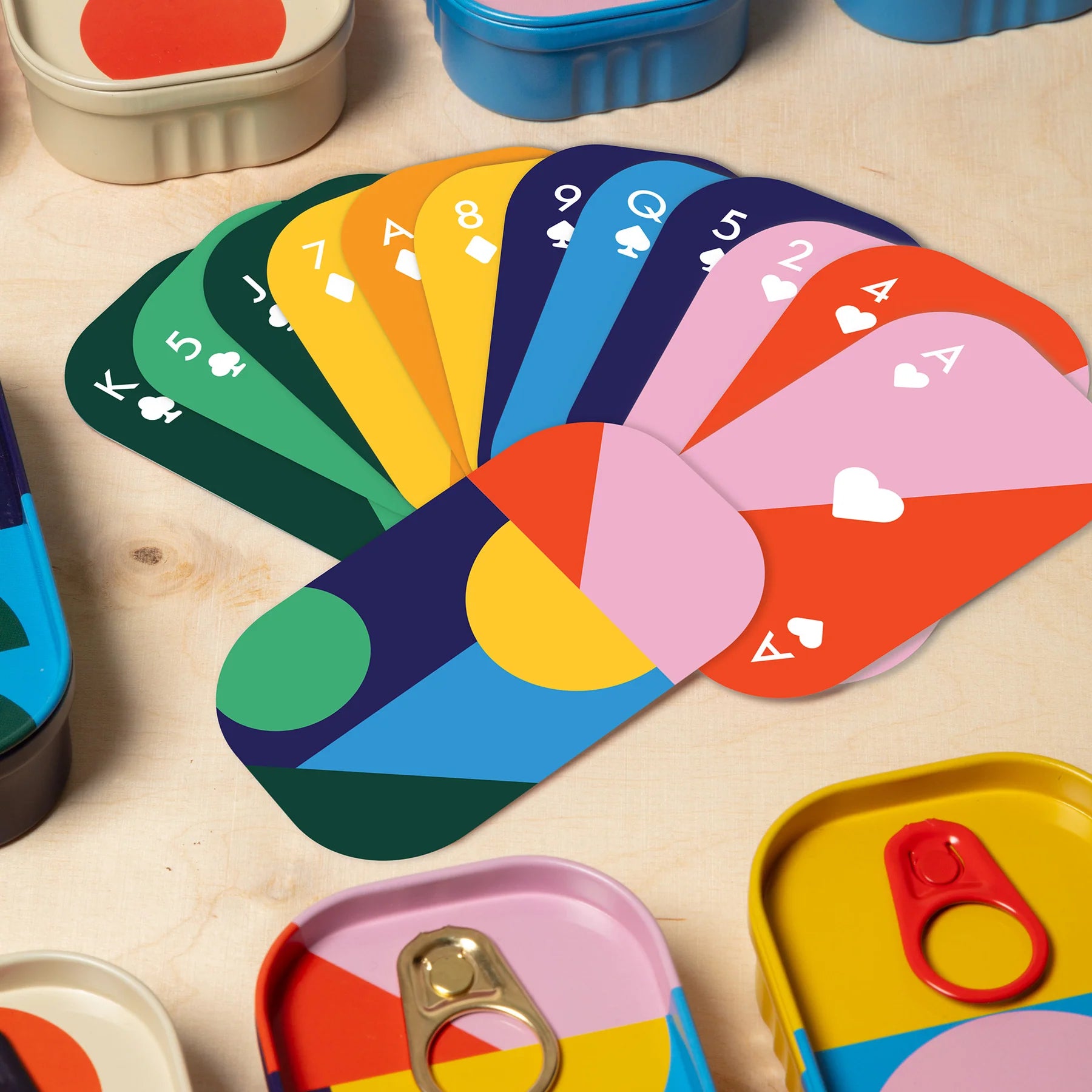 tinned goods - travel playing cards by block design