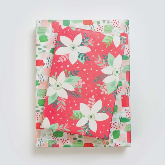 wrapping paper - 2-sided eco - poinsettia/painterly by wrappily eco gift wrap co.