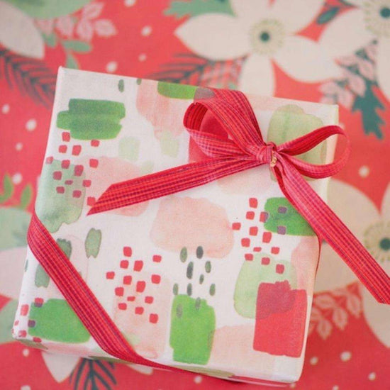 wrapping paper - 2-sided eco - poinsettia/painterly by wrappily eco gift wrap co.