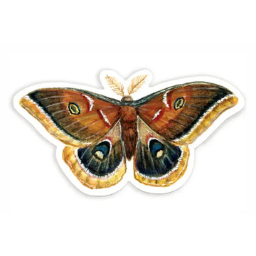 vinyl sticker - polyphemus moth by the wild wander