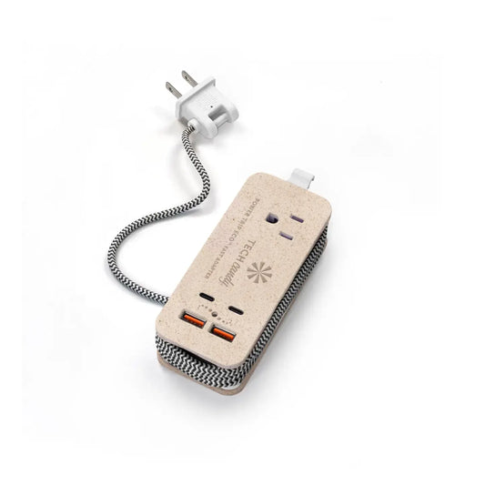 charger - power trip eco outlet - usb/usb-c - natural by tech candy (e-accessories)