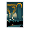 postcard - oklahoma city retro skyline by lantern press