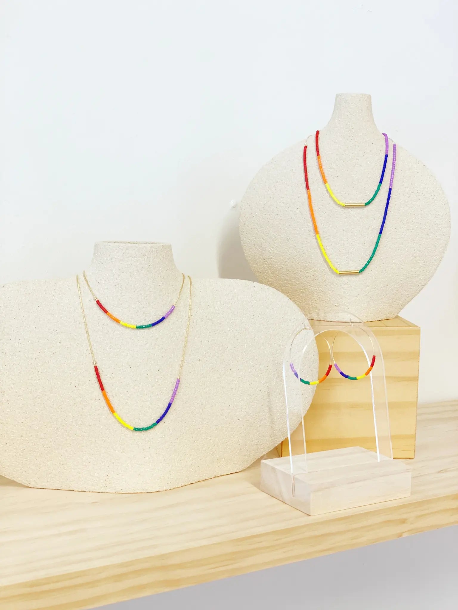 necklace - "septima" rainbow - 14k gold filled - japanese glass beads by son of a sailor