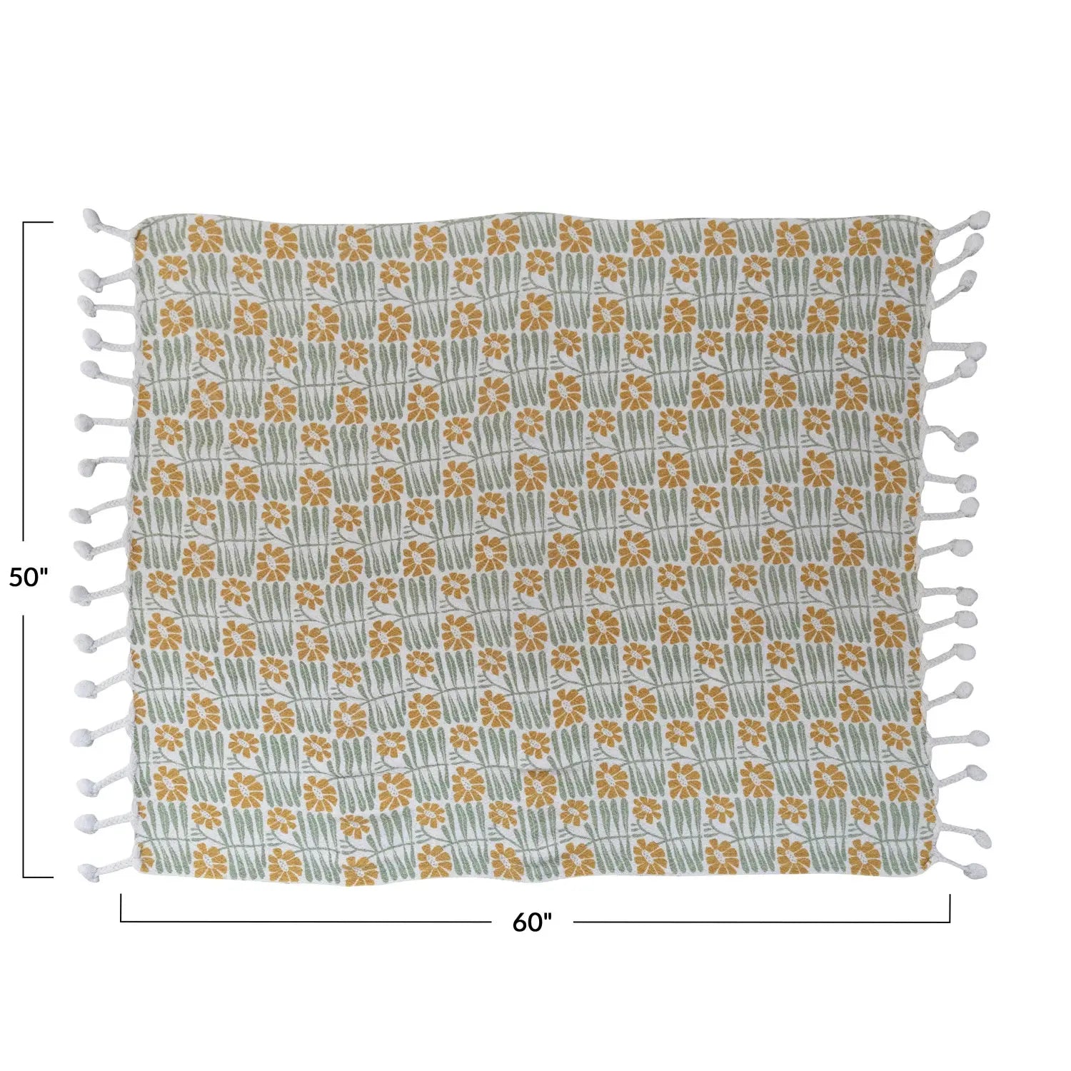 throw blanket - flowers + braided poms by creative co-op