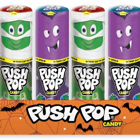candy - push pop halloween - cherry watermelon mummy/blue raspberry vampire by redstone foods inc