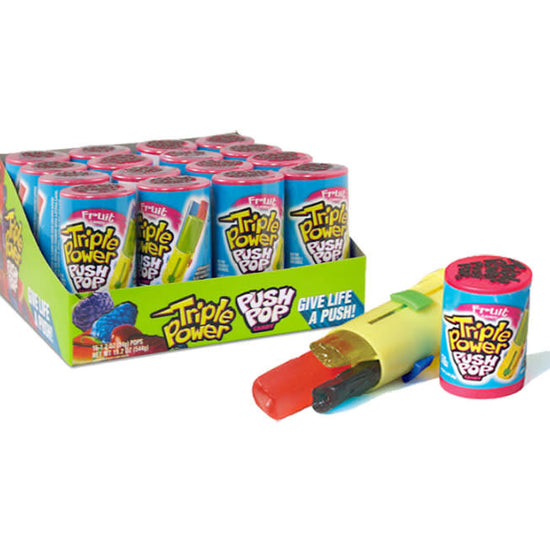 candy-push pops triple power-strawberry/blue raspberry/watermelon by redstone foods inc