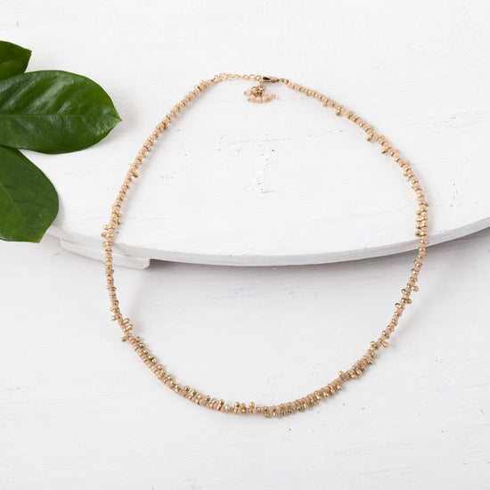 Necklace Choker – Brass Beaded Color Pop