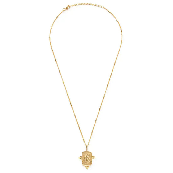necklace - queen bee medallion - 20" chain - 14kgp by amano studio
