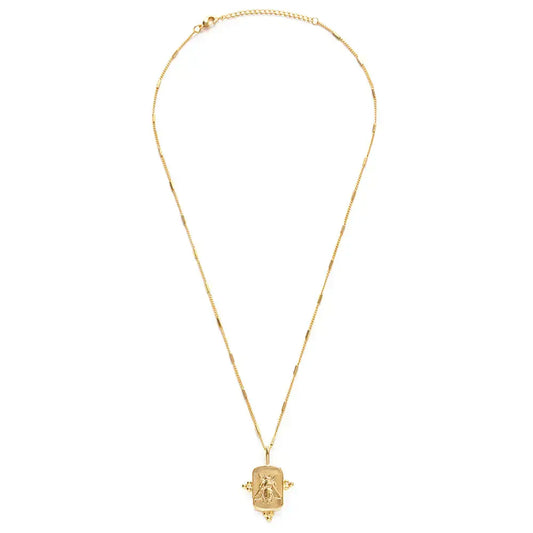 necklace - queen bee medallion - 20" chain - 14kgp by amano studio