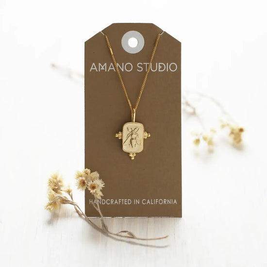 necklace - queen bee medallion - 20" chain - 14kgp by amano studio
