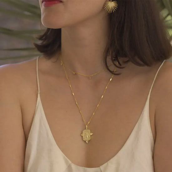 necklace - queen bee medallion - 20" chain - 14kgp by amano studio