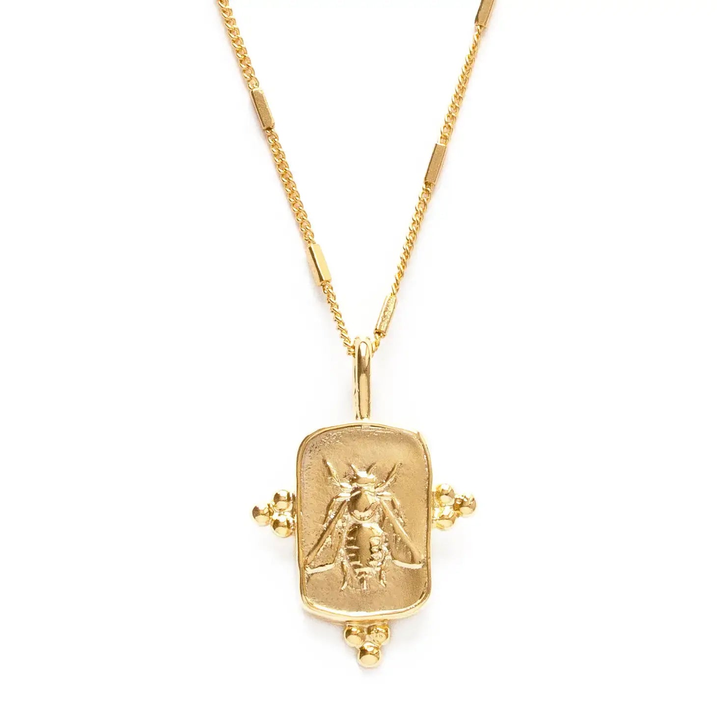 necklace - queen bee medallion - 20" chain - 14kgp by amano studio