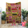 Blanket | Recycled Cotton/Acrylic | Admit One Tickets | Chartreuse/Pink/Red