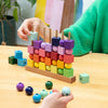 game - four in a row - handpainted wooden - rainbow by block design
