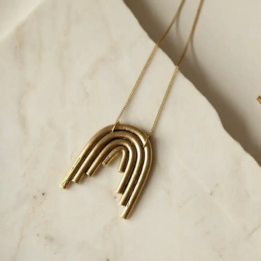 necklace - rainbow pendant - gold plated by tilly doro