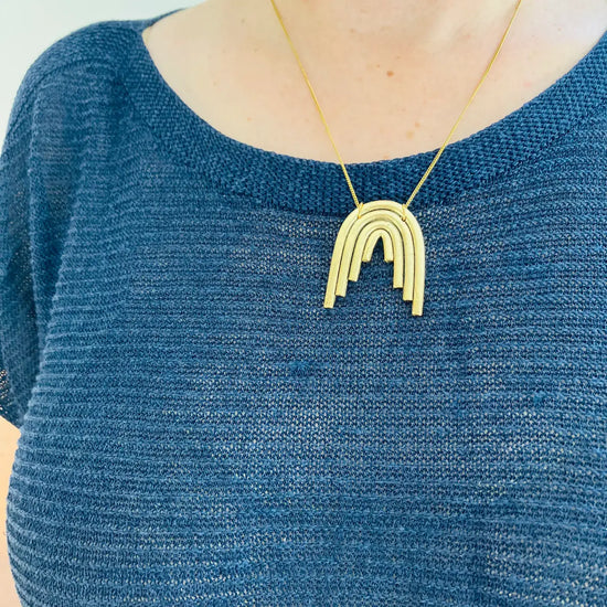 necklace - rainbow pendant - gold plated by tilly doro