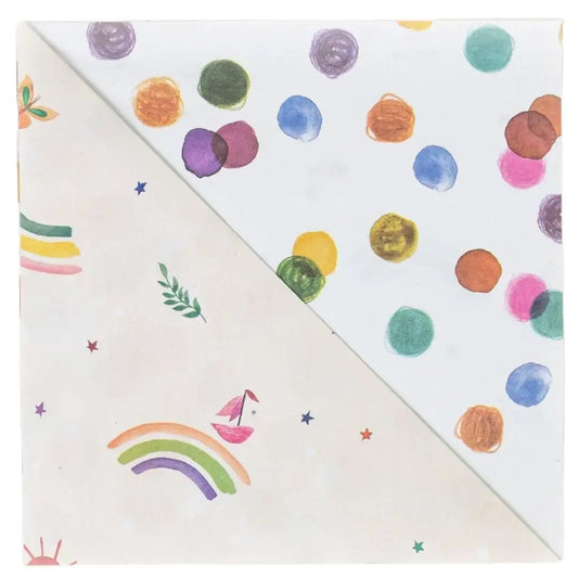 wrapping paper - 2-sided eco - rainbow sails/dots by wrappily eco gift wrap co.