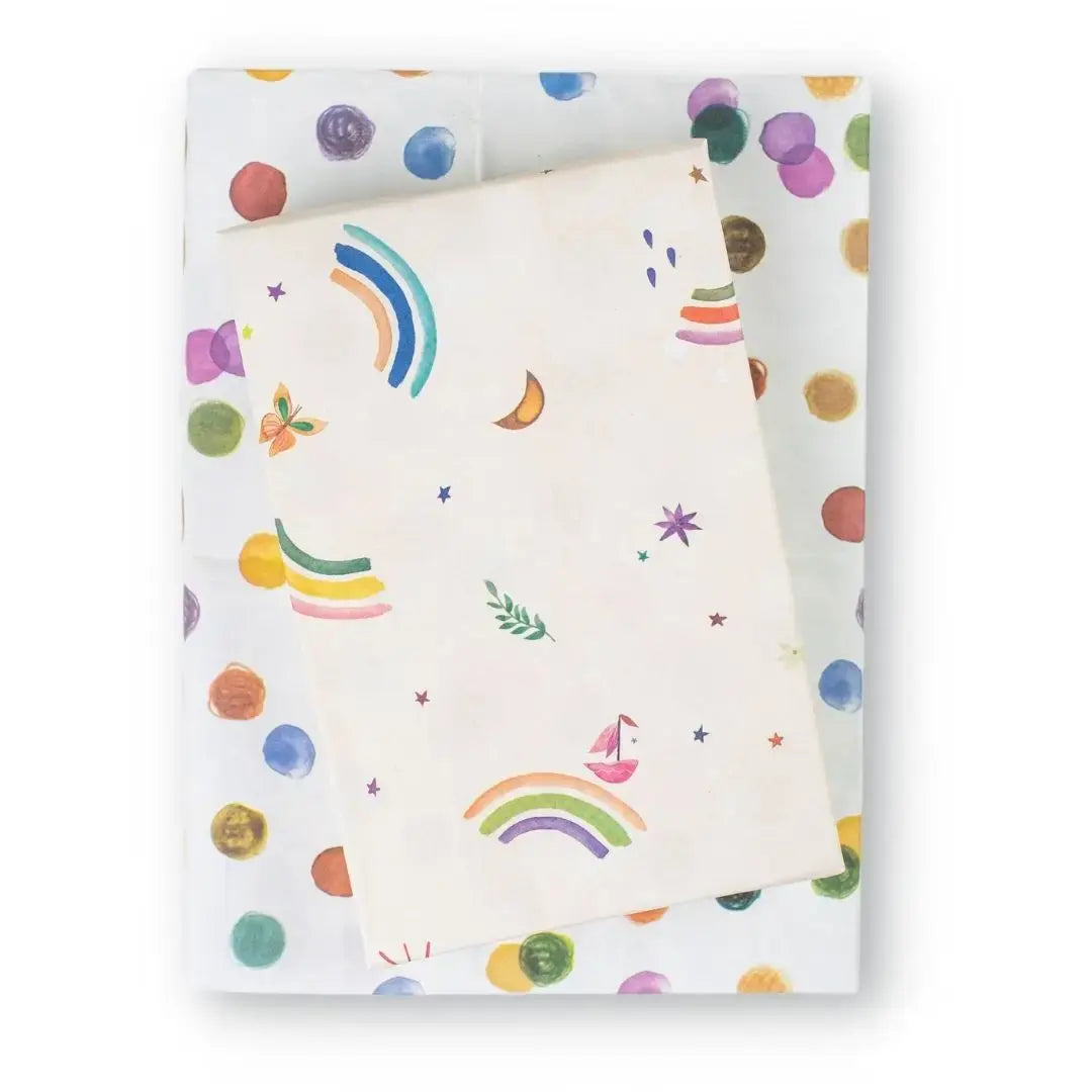 wrapping paper - 2-sided eco - rainbow sails/dots by wrappily eco gift wrap co.