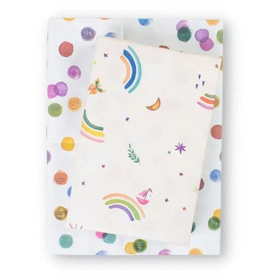 wrapping paper - 2-sided eco - rainbow sails/dots by wrappily eco gift wrap co.