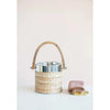 ice bucket - stainless - rattan & mango wood by creative co-op