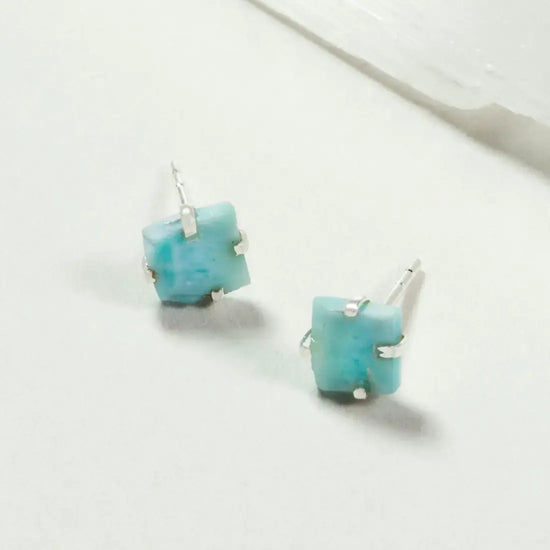 earrings - "raw beauty" post - larimar/sterling by luna norte