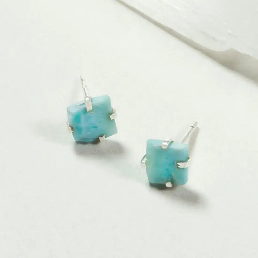 earrings - "raw beauty" post - larimar/sterling by luna norte