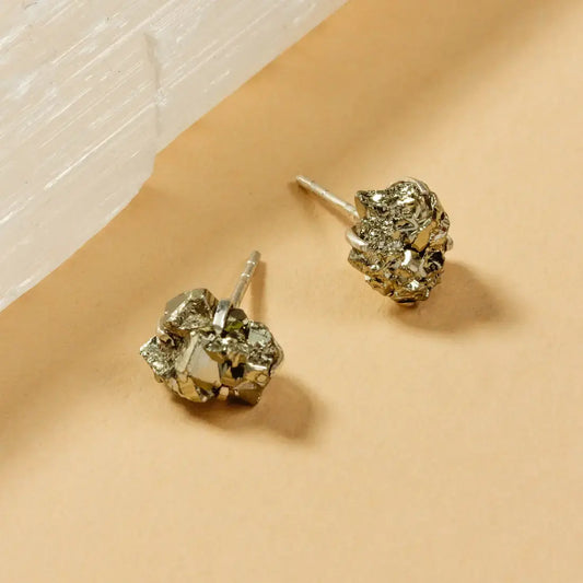 earrings - "raw beauty" post - pyrite/sterling by luna norte