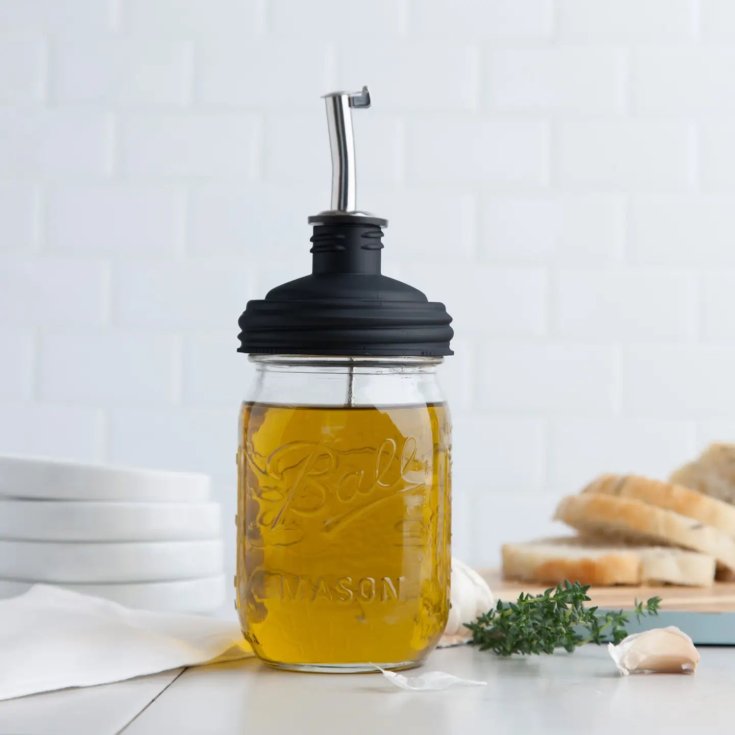 pour spout & tap - recap® mason jar - black by recap mason jars