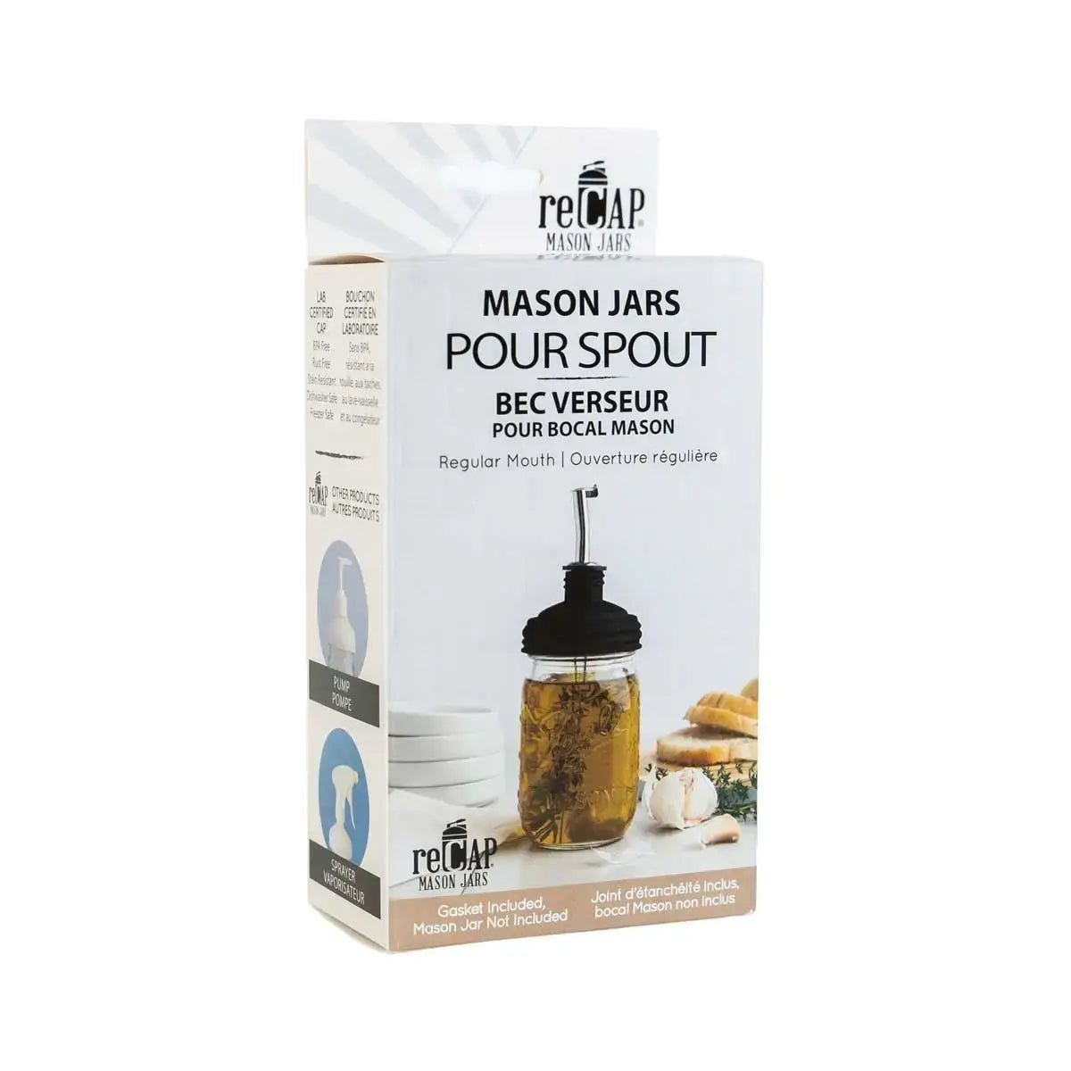pour spout & tap - recap® mason jar - black by recap mason jars