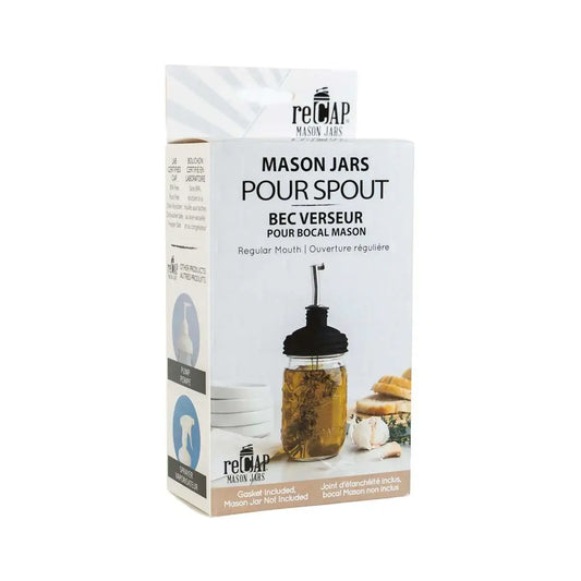 pour spout & tap - recap® mason jar - black by recap mason jars