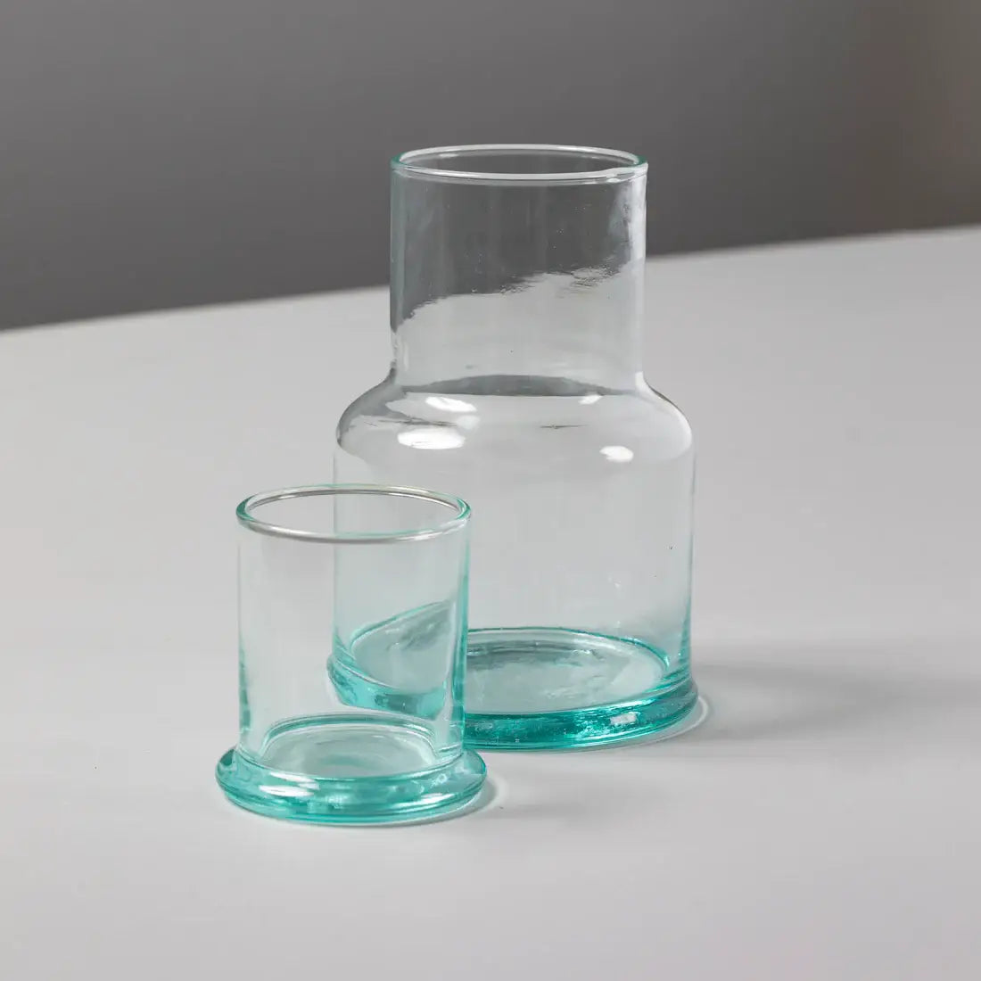 carafe & tumbler set - bedside - recycled glass by be home