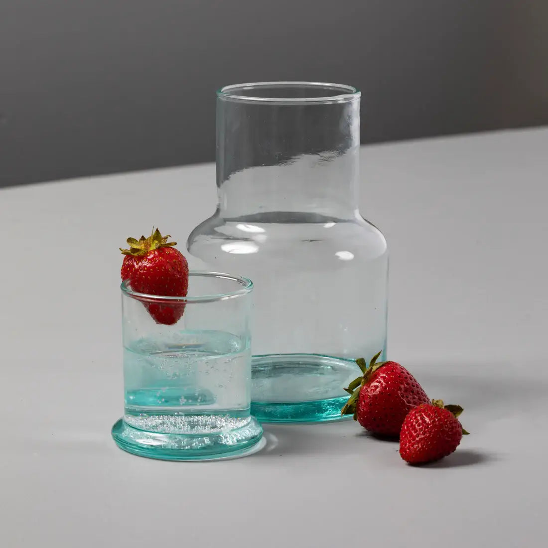carafe & tumbler set - bedside - recycled glass by be home