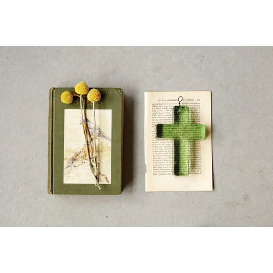 decor - cross - recycled glass - green by creative co-op