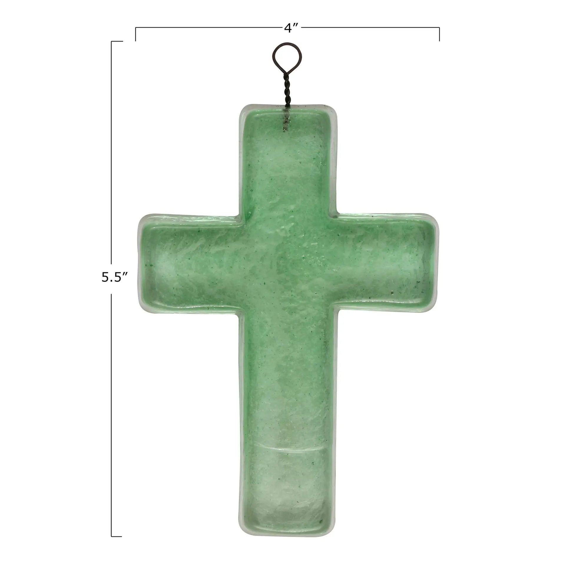 decor - cross - recycled glass - green by creative co-op