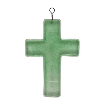 decor - cross - recycled glass - green by creative co-op
