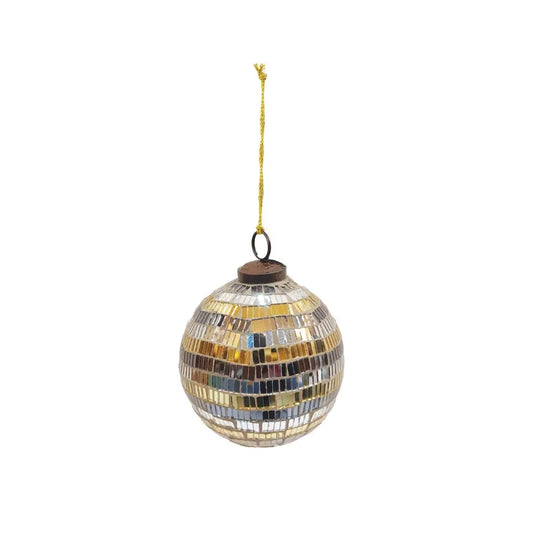 ornament - mirrored glass - disco ball by creative co-op