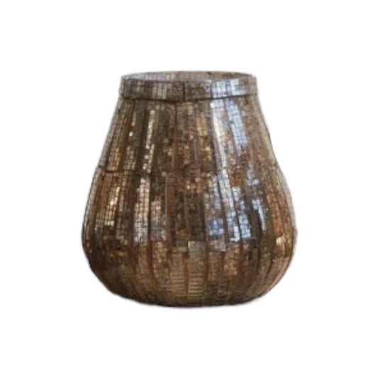 candle holder - tapered votive - glass mosaic - mirrored by creative co-op
