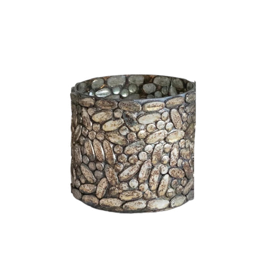 candle holder - votive - glass mosaic - oxidized pewter by creative co-op