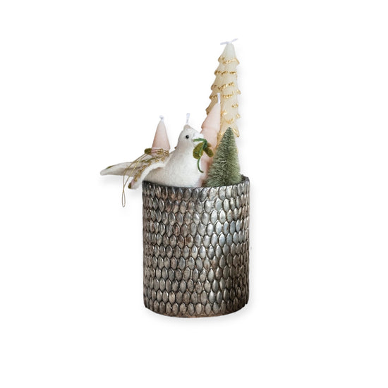 candle holder - votive - glass mosaic - oxidized pewter by creative co-op